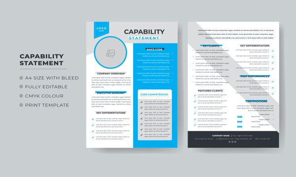 Capability Statement Business Document and Capability Statement Template Design for your business	