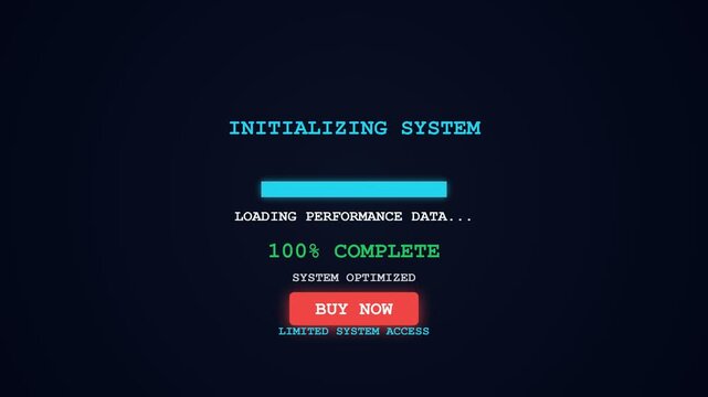 Retro loading bar and system initialization digital screen interface