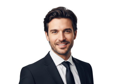 Professional man in a dark suit posing confidently for a portrait