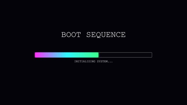 Computer Boot Sequence with Colorful Retro Loading Bar