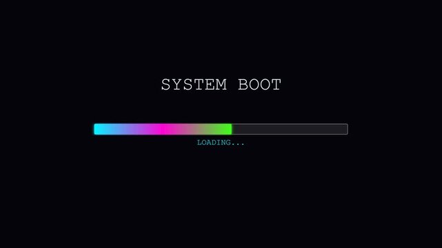 System boot screen with a retro loading bar