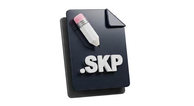 3D Icon of SKP File with Pencil and Eraser