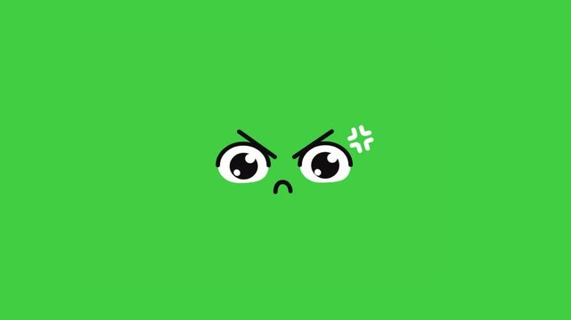 Animated angry emoji face expression with furious emotion and cartoon style
