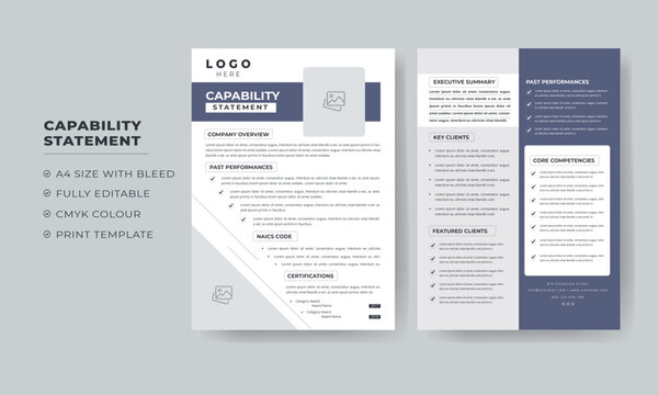 Capability Statement Business Document and Capability Statement Template Design for your business	