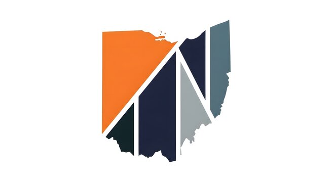 Abstract geometric design of Ohio state map in modern colors