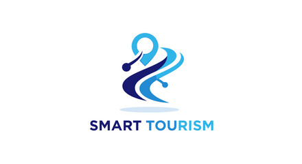 Obraz premium Modern Smart Tourism Logo Design with Elegant Blue Color Scheme.