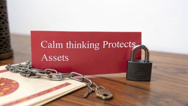 Calm Thinking Ensures Security and Protection of Valuable Assets with Locked Padlock and Chain Concept in Focus