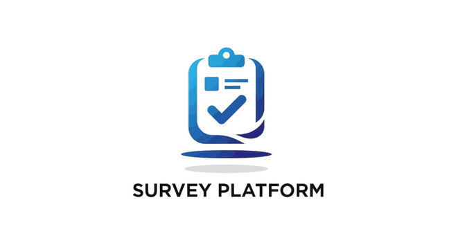 Modern Survey Platform Logo with Check Mark and Clipboard Design.