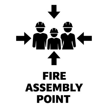 Fire assembly point signage icon with transparent background emergency gathering symbol

