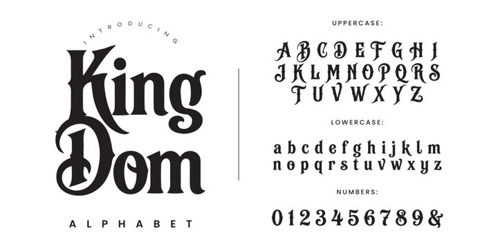 King Dom gothic display font for medieval branding tattoo design and historical theme poster typography