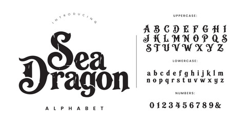 Sea Dragon vintage nautical display font with textured effect for pirate theme and marine branding © happy