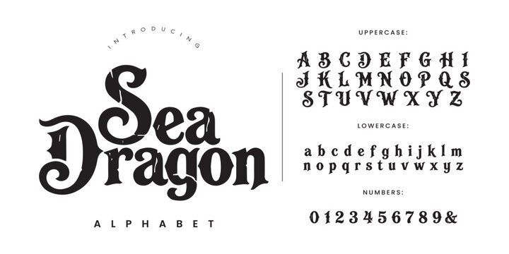 Sea Dragon vintage nautical display font with textured effect for pirate theme and marine branding