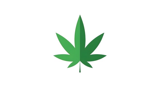 Green cannabis leaf icon on white background