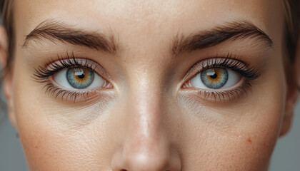 Fototapeta premium Close up portrait of blue hazel eyes with natural skin texture and subtle makeup