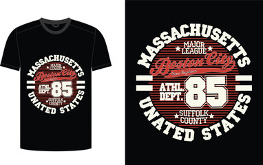 Fototapeta premium Graphic tshirt design featuring vintage massachusetts and boston city elements
