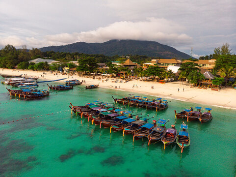 An aerial view of Pattaya Beach on Koh Lipe island, Thailand.