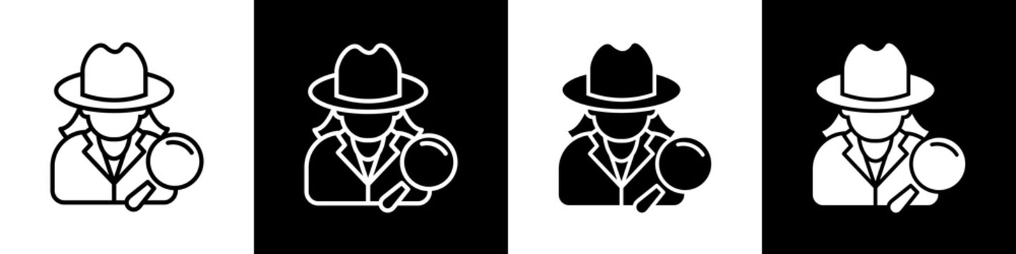detective black and white icon design concept