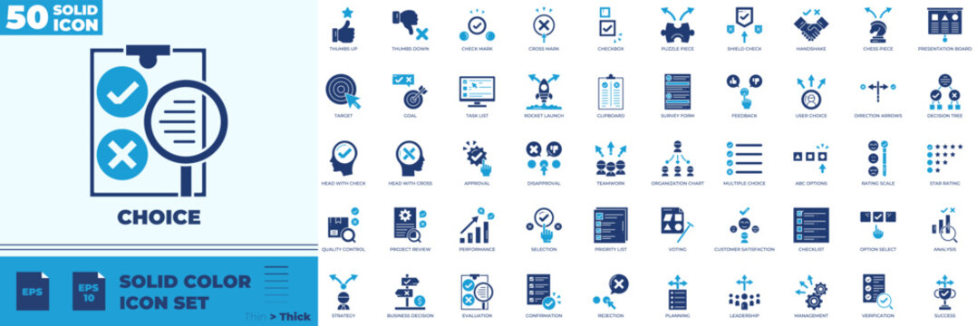 Choice Solid Color Editable Icons set