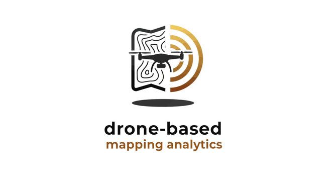 Drone-Based Mapping Analytics Logo Depicting Aerial Surveying Technology.