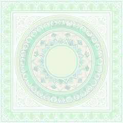 Naklejka premium Pastel Mint Green Mandala Vector with Elegant Geometric Patterns