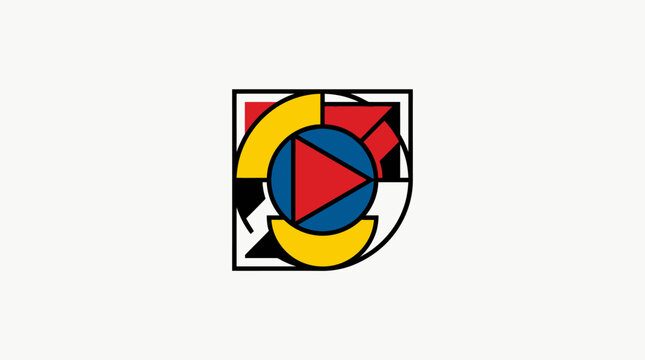 Abstract Geometric Graphic Design with Bauhaus Style Influences.