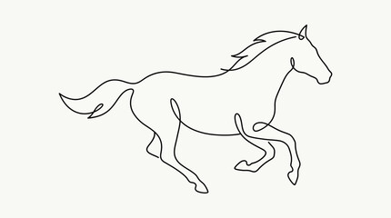 Fototapeta premium Minimalist continuous line drawing of a running horse.