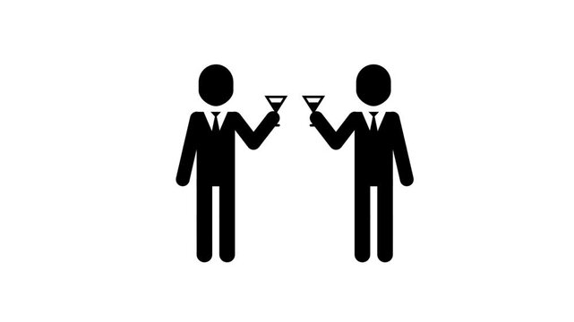 Animated Celebration Concept Pictogram Two Businessmen Toasting Success