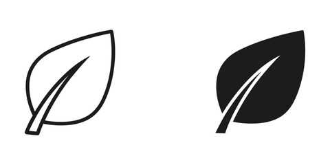 Fototapeta premium Contrasting simple and filled leaf icons with a clean design style
