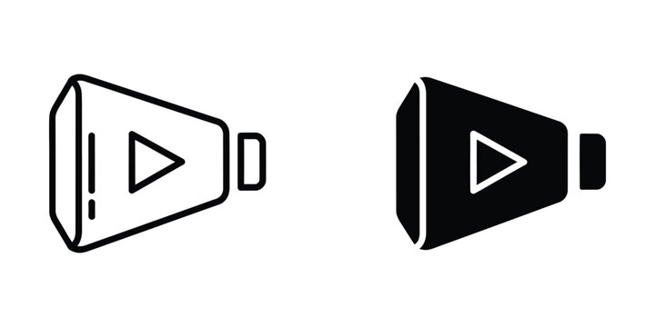 Comparison of outline and filled play button icons with volume indicators