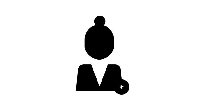 Animated Add Female User Pictogram Woman with Plus Sign Account Creation