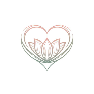 Heart shaped lotus flower logo symbol