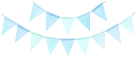 Blue bunting clipart Flag garland Transparent background © koyuki