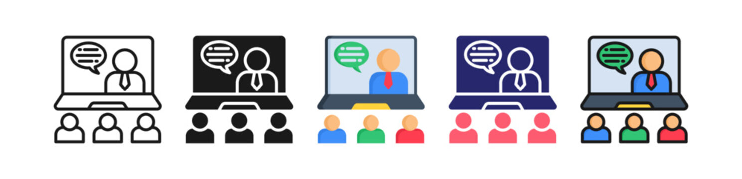 Virtual Class Multiple Style Icon Set Collection. 
