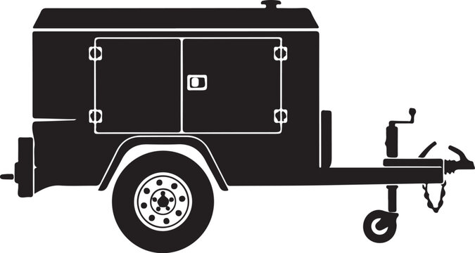 Black trailer icon, trailer silhouette, cargo trailer, utility trailer