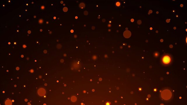 4K Particles, light, Glowing orange particles floating in a dark background for cinematic effects and visual overlays, floating, drifting, mystical, warm, background, overlay, visual effects
