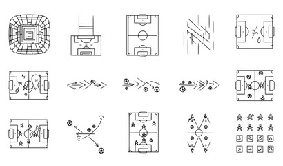 Football field match visualization icon set soccer vector © MdMahfizur