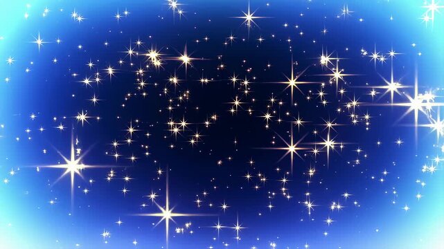 4K Sparkling stars in a dreamy blue background for magical and abstract video usage, magical, dreamy, background, overlay, presentation, blue, white