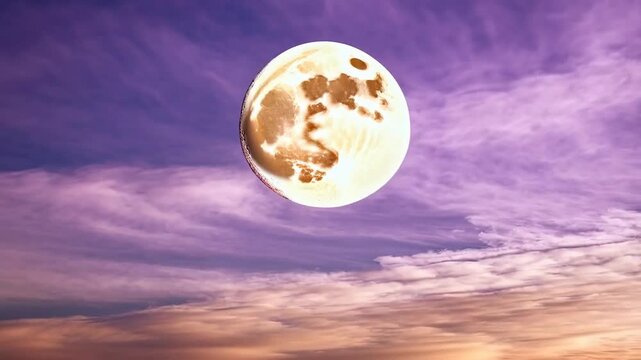4K Moon, sky, Full moon glowing in a serene night sky with colorful clouds for cinematic backgrounds and social media use, dreamy, ethereal, serene, mystical, background, cinematic opener