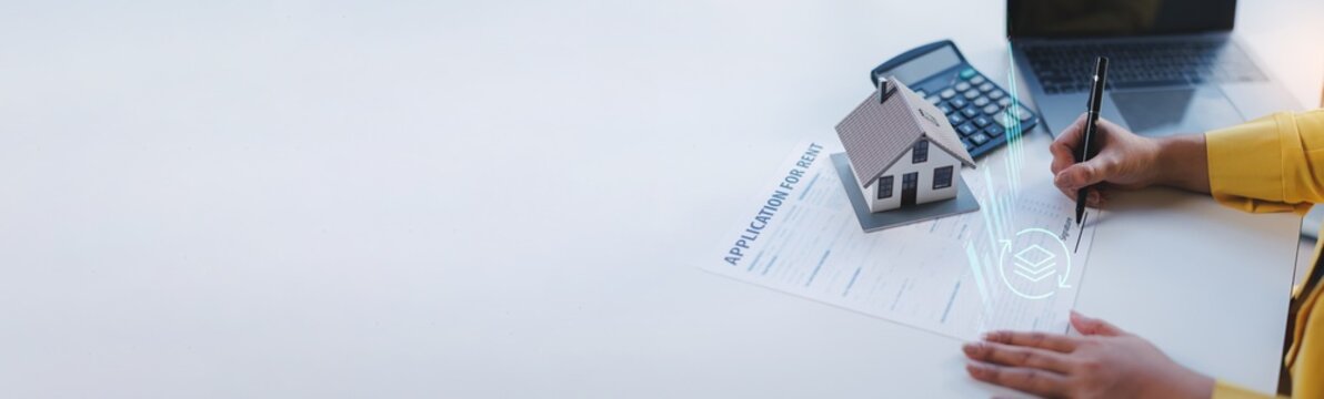 house model and mortgage rent sing saving for concept saving money for buying a house, investment mortgage finance, and home loan refinance financial plan home loan.