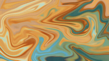 Fototapeta premium Swirling abstract pattern of warm orange, teal, and light blue marbled textures background
