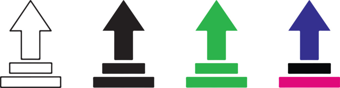 Upgrade arrow icon, Increase upward symbol, Chart boost sign, Growth pictogram, Success raising arrow concept, Green profit diagram, Level up arrow vector illustration