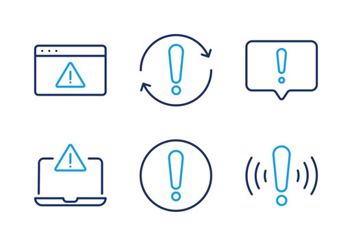Digital Hazard Notifications thin line icon set. Minimal web icons