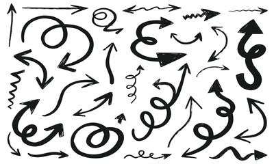 Obraz premium A chaotic arrangement of black arrows and swirling lines against a stark white background suggesting direction and movement high quality professional detailed modern elegant stylish clean