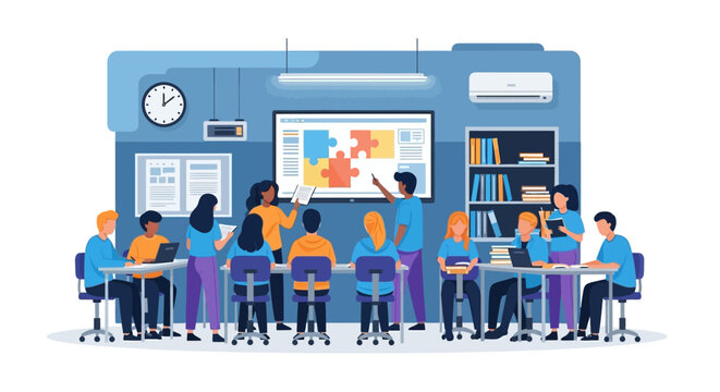 Students in a classroom setting.