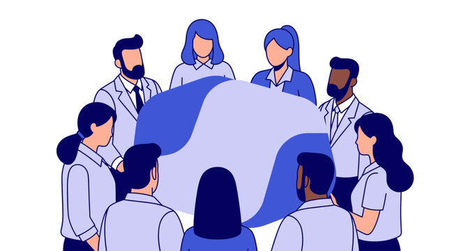Diverse group of people standing.