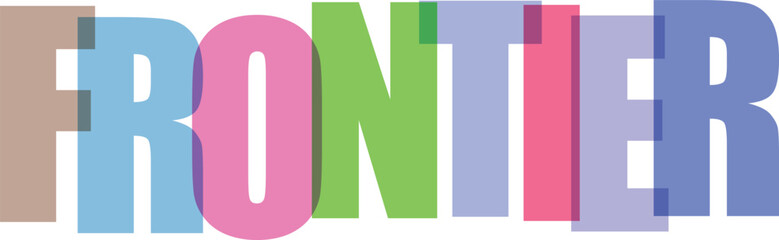 Frontier typography with overlapping colorful letters on white background © Rayhan K.