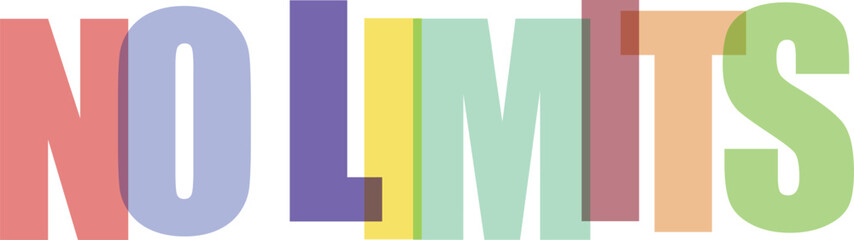No Limits text with colorful overlapping typography isolated on white background © Rayhan K.
