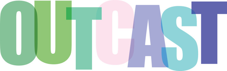 Outcast typography text with colorful overlapping letters isolated on white background © Rayhan K.