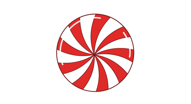Red and white peppermint candy swirl on white background