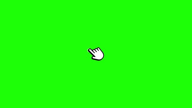Animated cursor click with a popup burst on green screen background. Clean style for chroma key editing